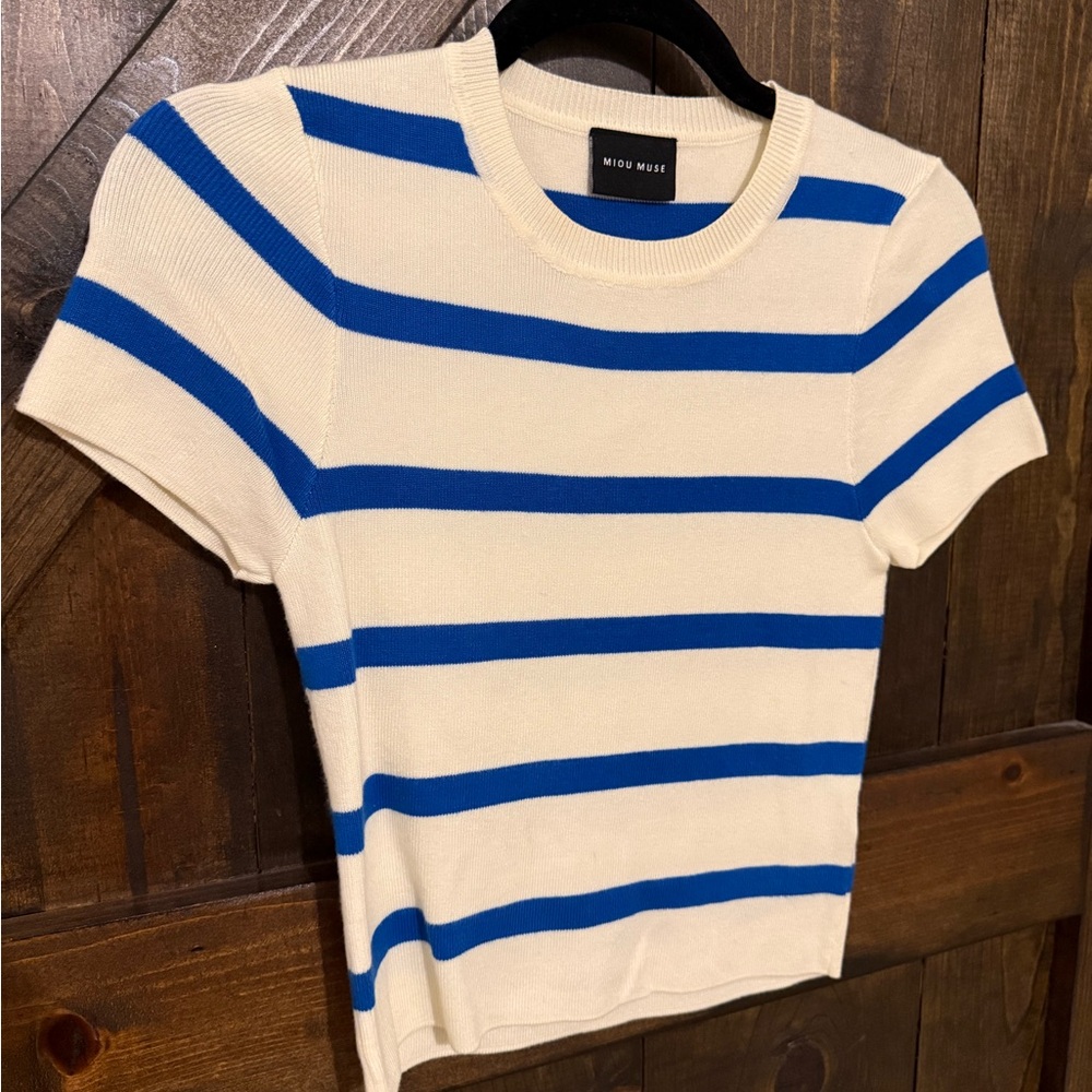Miou Muse Striped Knit Top